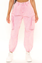 Keep Dreaming Mineral Wash Denim Jogger - Pink Ins Street